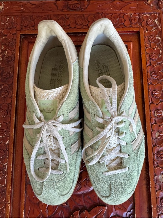 adidas Shoes - adidas Women’s Sambas Green with White Stripes